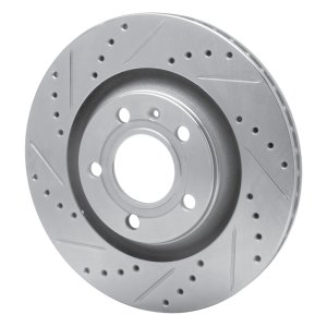 Audi S4 Brake Rotor (1) - Rear Left - R1 Concepts - Drilled & Slotted - Silver - `04-`09